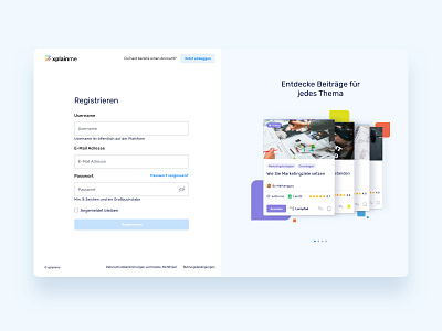 🔐 Registration for Xplainme interface learning login registration social network ui ux web app xplainme