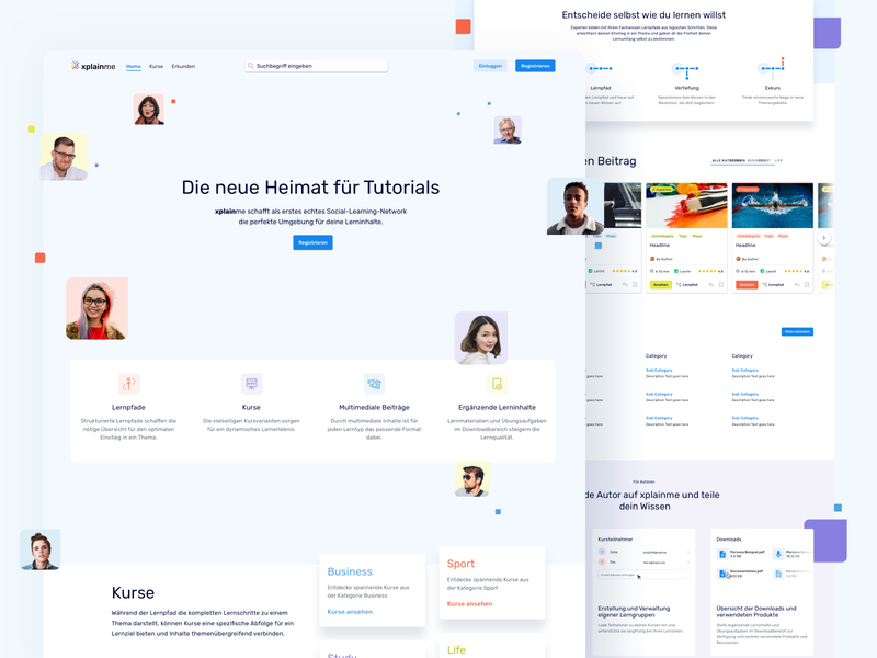 💙 Redesign for Social Learning Network Xplainme e learning home page landingpage redesign relaunch social learning network web app xplainme