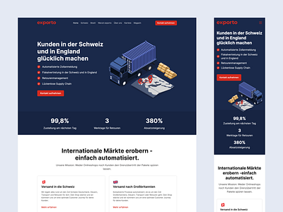 📱 Exporto: Responsive View branding illustration isometric landingpage logistics responsive ui ux webdesign website