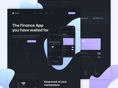 Mobile Finance App Landingpage - Dark Version