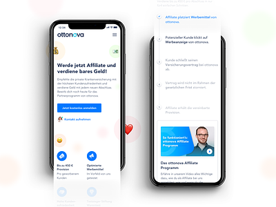ottonova Affiliate Program (Mobile) affiliate emoji health insurance landing page mobile ui ux webdesign website