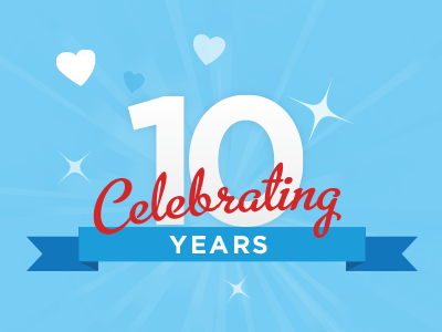 Celebrating 10 Years 10 10 years blue celebrating invite