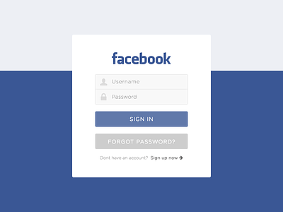 Facebook Login clean facebook flat login screen ui ux