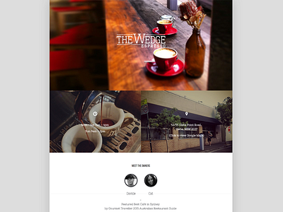 The Wedge Espresso Website bold cafe clean espresso website