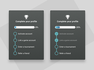 Profile completion clean complete completion esports platform product profile simple ui web