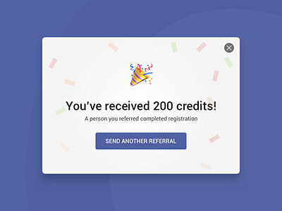 Referral popup button cancel clean close confetti emoji popup referral simple ui ux webdesign window