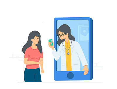 Online Consultancy app character coronavirus covid19 doctor ecommerce girl illustraion mobile quarantine ui