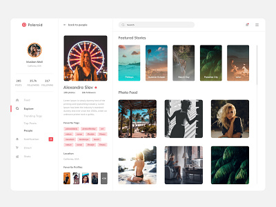 Polaroid design gallery girl instagram layout logo photo profile search tags ui website