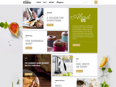 Trudeau Corp bloc design food foodie header home square sticky ui ux