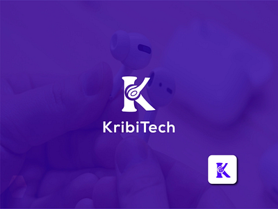 Kribitech earbud 2d 3d branding bud logo design graphic design illustration logo ui ux vector