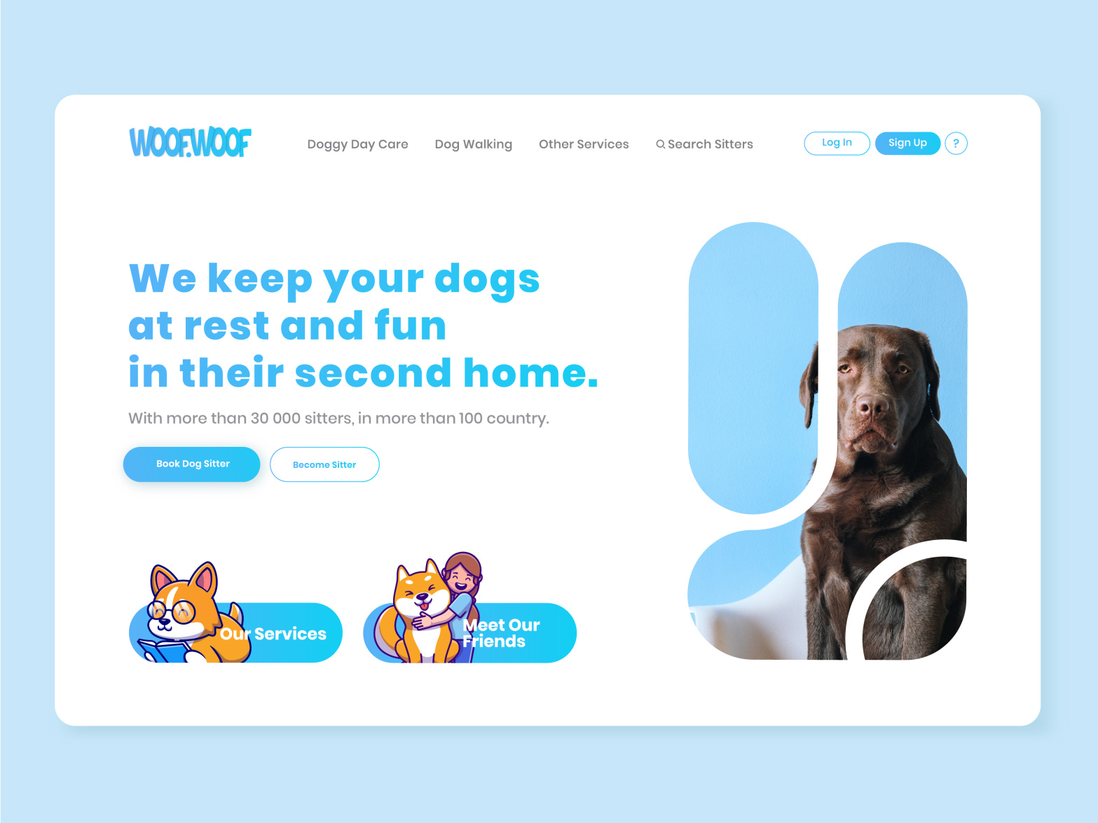 Landing Page concept for Dog Sitters website. by ABDEL ID BRAYEM on Dribbble