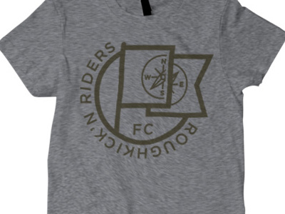 Roughkick'n Tee compass flag football illustrator logo roosevelt shield soccer t shirt teddy thick lines vector