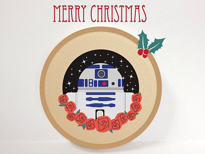 Star Wars' R2D2 wishes you a Merry Christmas! christmas r2d2 roses star vector wars wood