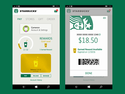 Windows 10 Phone App - Starbucks