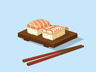 Anyone up for some Sushi? chop sticks food illustration rebound rice shrimp sushi tuna