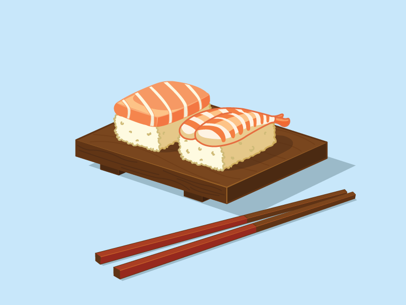 Anyone up for some Sushi? illustration chop sticks rice shrimp tuna rebound food sushi