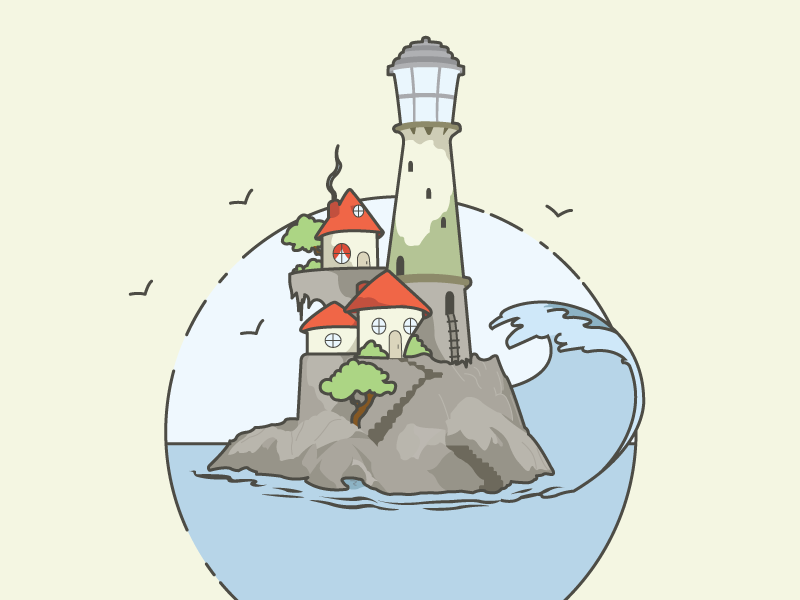 Lighthouse illustration wave water light house lighthouse