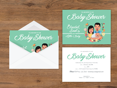 Baby Shower Invitation baby card envelope invitation shower