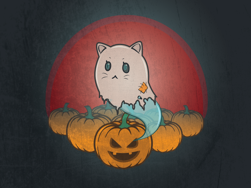 Meow Patch soopy spooky scary cute illustration textures grunge halloween pumpkin meow cat ghost