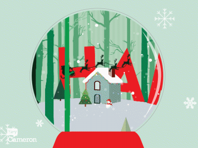 Happy Holidays Snow Globe animation globe happy happy christmas hills holidays illustration reindeer santa snow trees typography