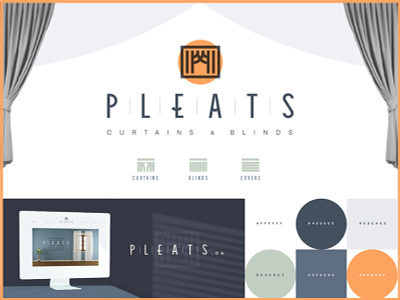 Pleats Brand blinds brand brand identity branding design calm covers curtain designs elegant logos logotype minimal orange simple window