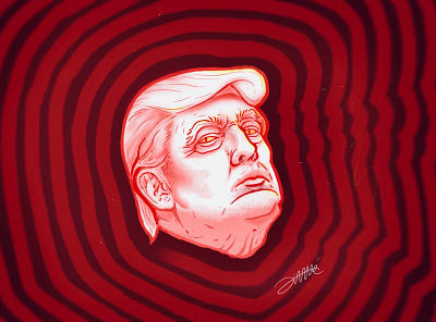 Boss Fight 2 donald donaldtrump hypnosis hypnotic illustration president procreate red trump