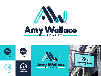 Amy Wallace Realty blue bright design friendly house housing illustrator logo logodesign logos logotype logotypes palette real estate realestate realtor realty rounded sign white
