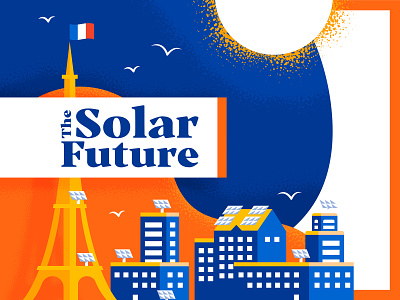 Solar Future Post Design blue design eco energy france future grain illustration marketing orange panels paris post solar sun vector