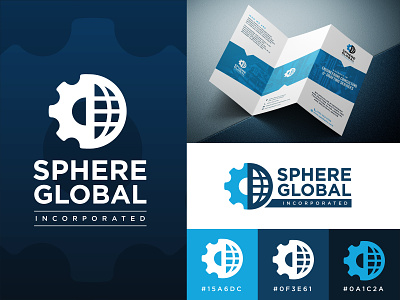Sphere Global blue blue and white branding brochure color palette corporate designs engineering gear global globe logo print sphere