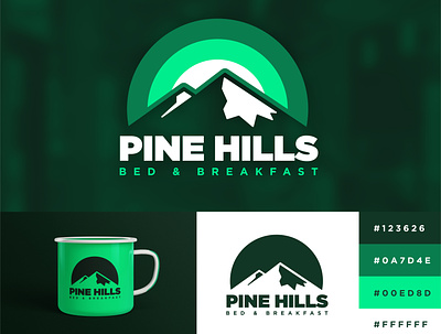 Pinehills Brand bed bed and breakfast brand green hills hostel hotel logo mountains northern outdoors