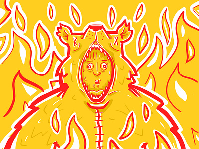 Midsommar Bear a24 bear fire flames horror illustration midsommar movie procreate red wtf yellow