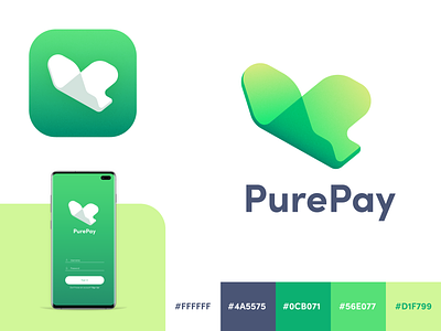 PurePay Brand app brand freelance green logo money p logo pay pure wallet