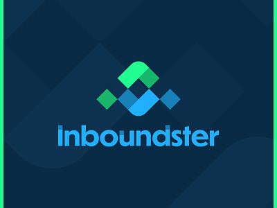 Inboundster Logo blue brand branding firm geometric green growth logo marketing