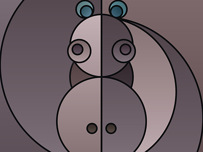Graphic design minimal posters of animal faces, based on circles animal art background branding design digital art graphic design graphics hippo illustration vector yianart.com