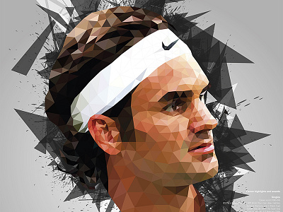 Roger Federer_Yianart.Com art athletes design digital digital art graphic design illustration low poly poster tennis tennis player vector