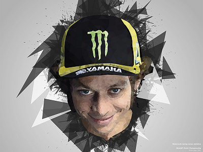 Valentino Rossi_Yianart.Com art athletes design digital digital art graphic design illustration low poly motorcycle poster racer vector