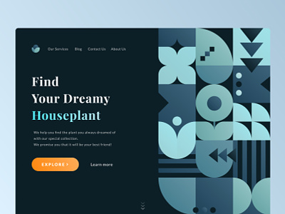 Dream Plant Landing Page 🌱 abstract dark dark ui design dreamy geometry graphic design green illustration landing page plant ui ux visual web page