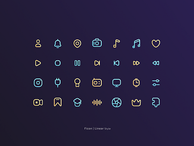 Ficon Icon Set - Linear Style branding creative dark design ficon graphic design icon icon pack icon set linear minimal modern new fashioned pack product design set ui ui element unique