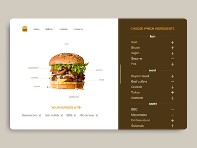 Daily UI Make the burger filter branding customize product customize the burger daily ui dailyui dailyui033 delivery delivery food design filter food graphic design illustration interface logo make the burger ui ui design web design