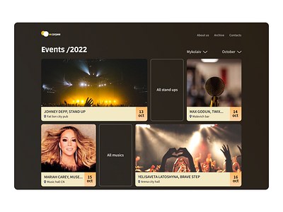 Daily UI #070 Event Listing concert daily ui dailyui event event listing graphic design interface music ui ui design web design