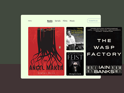 Daily UI #091 Curated for You 091 book books curated daily ui dailyui dailyui 091 design graphic design interface page read ui ui design web design