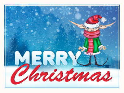 Merry Christmas, card artist cartoon character christmas card design elf graphic design greeting holidays illustration postcard ui ui design