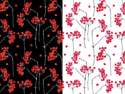 Pattern with red viburnum