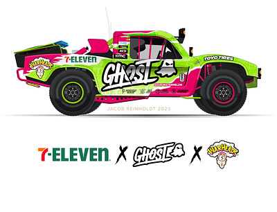 Ghost Lifestyle Livery - 7-Eleven - Ghost Energy Baja Truck LIve baja truck baja truck livery cbdmd ghost ghost energy ghost lifestyle ghost supplements kmc wheels motorsports design truck livery truck wrap warheads