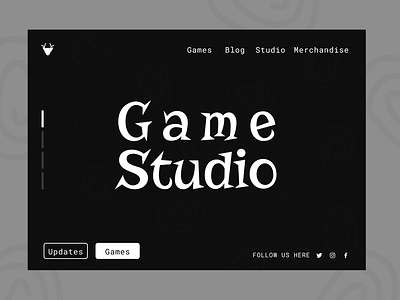 Gaming Studio Landing Page black branding dark design game gaming gaming studio geometry graphic design illustration landing landing page playful studio ui website