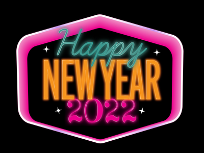 Neon Sign Typography - Happy New Year 2022 2022 adobe adobe illustration design graphic design holiday card illustration illustrator neon neon sign new year typography