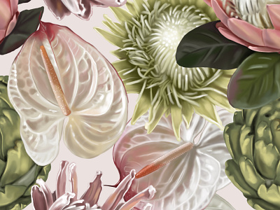 Tropic pattern digital paper flower design graphic design illustration seamless pattern tropic flower