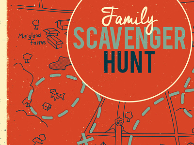 Family Scavenger Hunt flyer graphic scavenger hunt type vintage