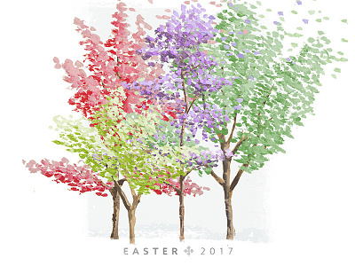 Easter art church colorful easter flowers illustration nature paint painting spring tree