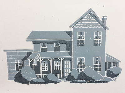 Grandma's House house illustration linocut